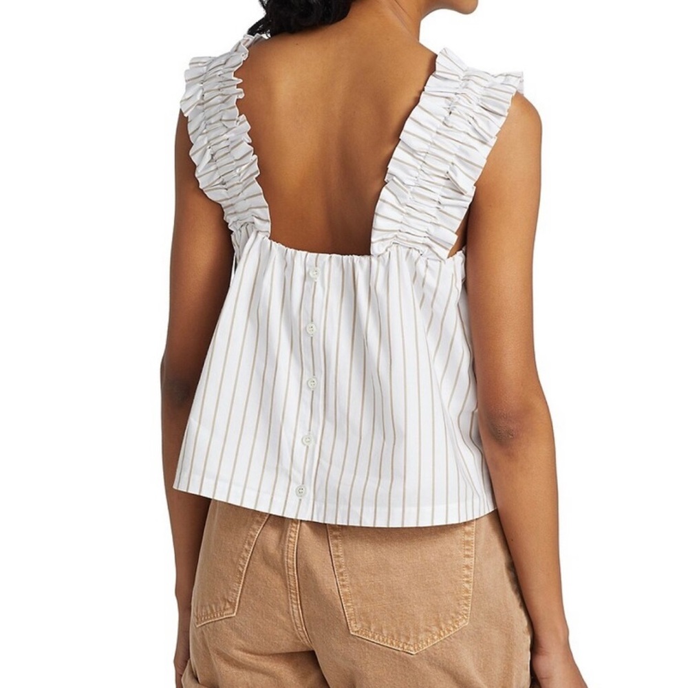 FRAME STRIPED RUFFLE STRAP COTTON TOP - Picture 8 of 11